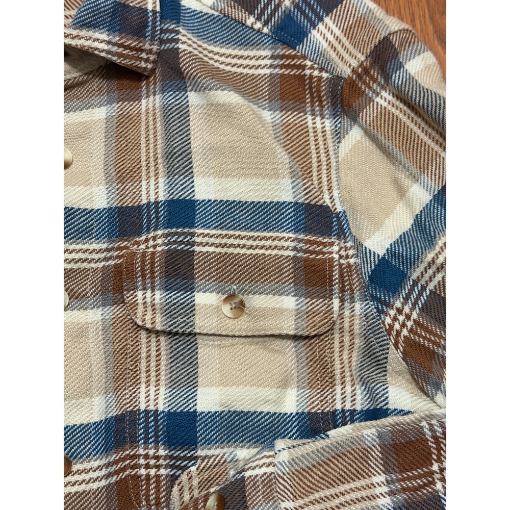 Atlantic Rancher Shirt Mens Medium Plaid Linen Blend Workwear Button Front - Picture 5 of 13